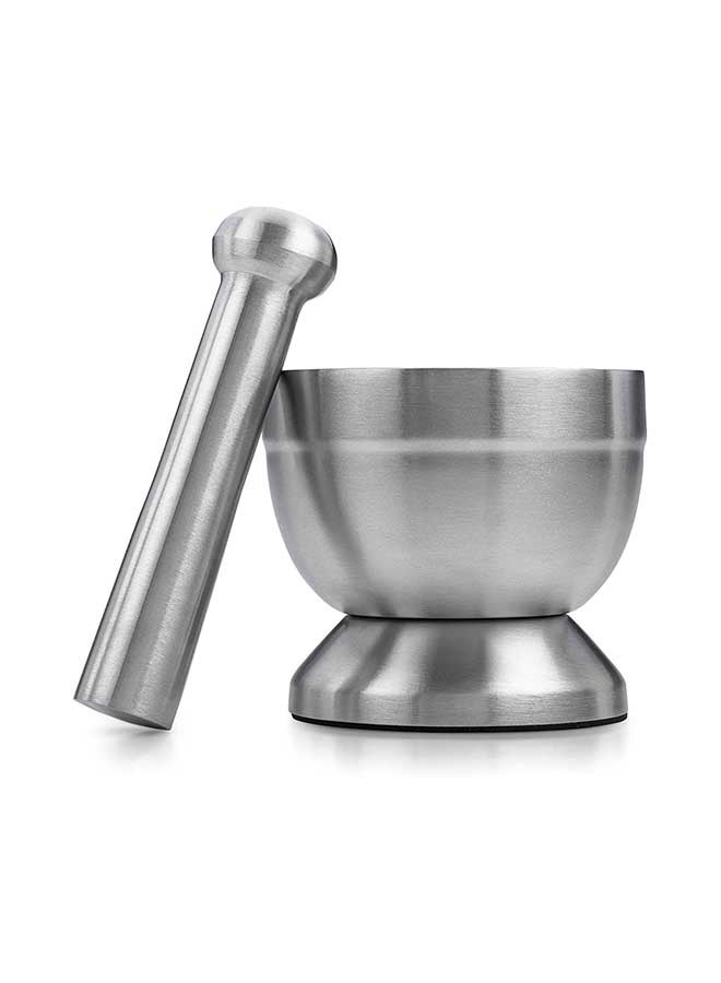 Spice Grinder Pill Crusher Mortar And Pestle Silver 15centimeter  - Image 4