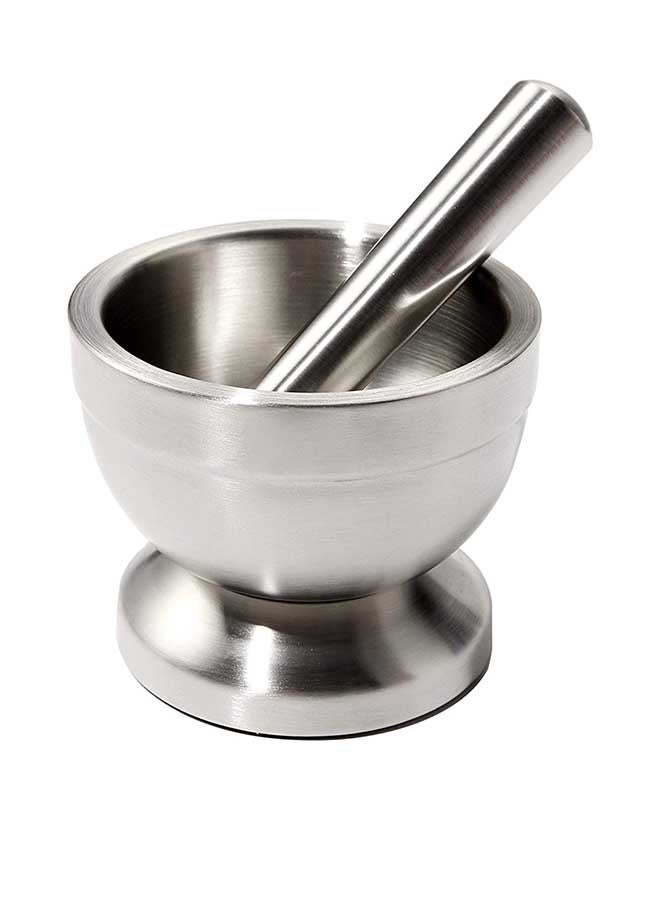 Spice Grinder Pill Crusher Mortar And Pestle Silver 15centimeter  - Image 3