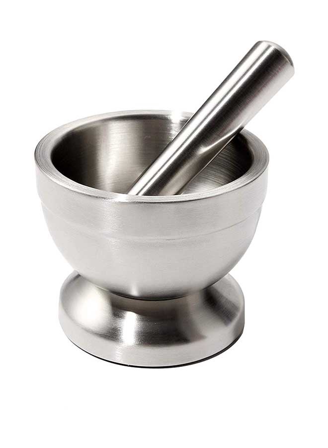 Spice Grinder Pill Crusher Mortar And Pestle Silver 15cm  - Image 2