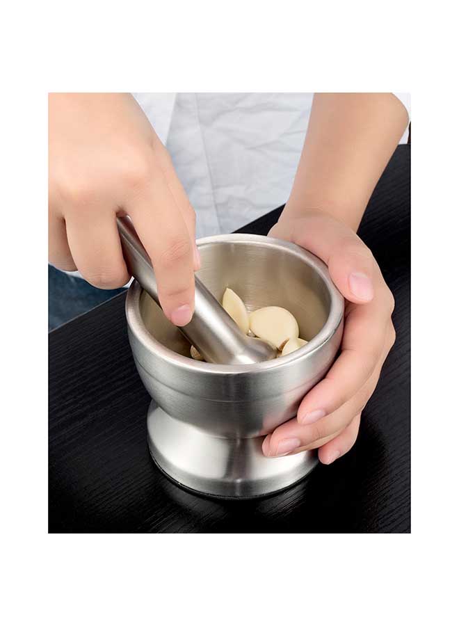 Spice Grinder Pill Crusher Mortar And Pestle Silver 15cm  - Image 3