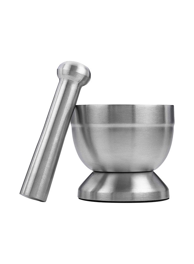 Spice Grinder Pill Crusher Mortar And Pestle Silver 15cm  - Image 3