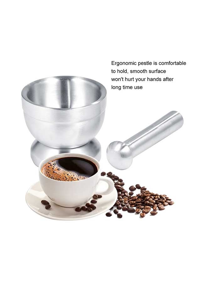 Spice Grinder Pill Crusher Mortar And Pestle Silver 15cm  - Image 1