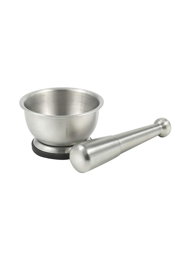 Spice Grinder Pill Crusher Mortar And Pestle Silver 15cm  - Image 1