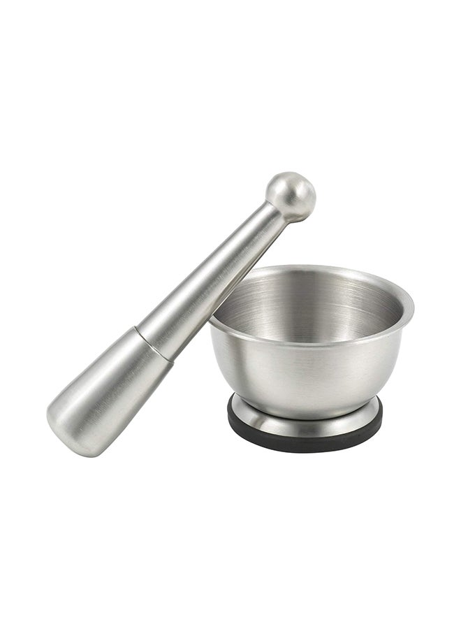 Spice Grinder Pill Crusher Mortar And Pestle Silver 15cm  - Image 1