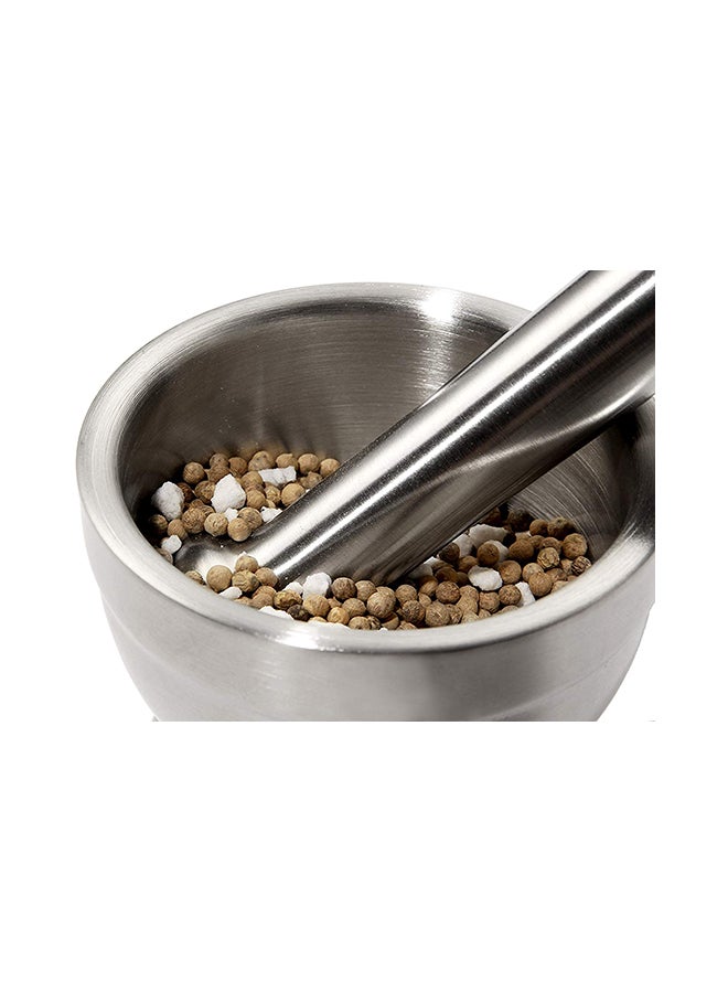 Spice Grinder Pill Crusher Mortar And Pestle Silver 15cm  - Image 2