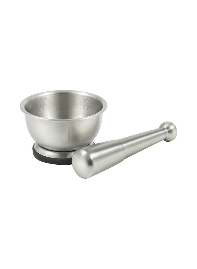 Spice Grinder Pill Crusher Mortar And Pestle Silver 15cm  - Image 1