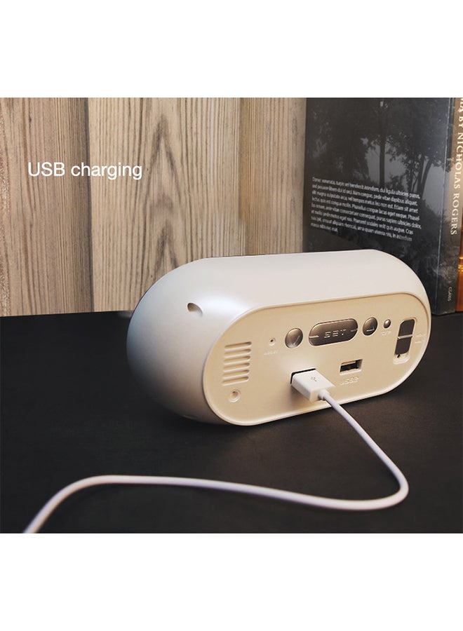 بيوينتي ساعة مكتب بشاشة LED عالية الدقة لعرض درجة الحرارة أبيض 18x8x5.7سم - Image 2