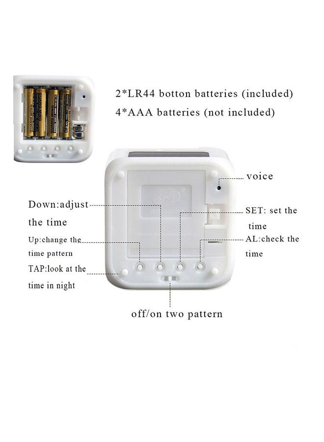 بيوينتي ساعة منبه رقمية بتصميم مكعب متعدد الألوان 8 x 8سم - Image 2