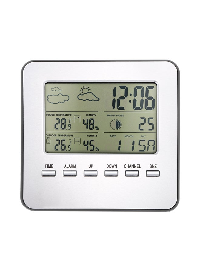 Multi-Functional Wireless Weather Station Clock Silver - Image 1