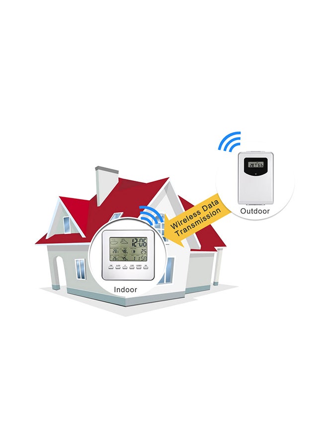 Multi-Functional Wireless Weather Station Clock Silver - Image 4