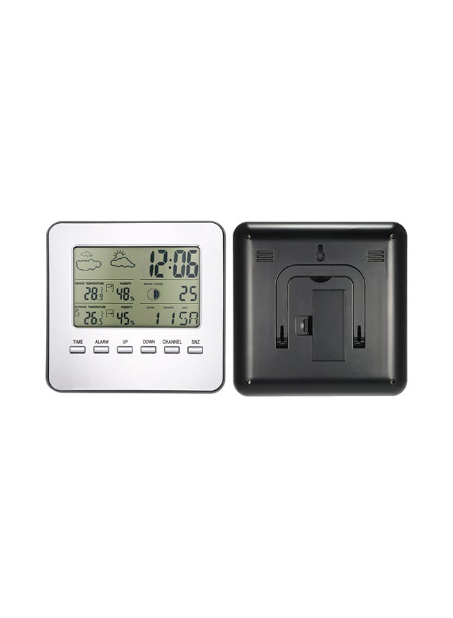 Multi-Functional Wireless Weather Station Clock Silver - Image 5