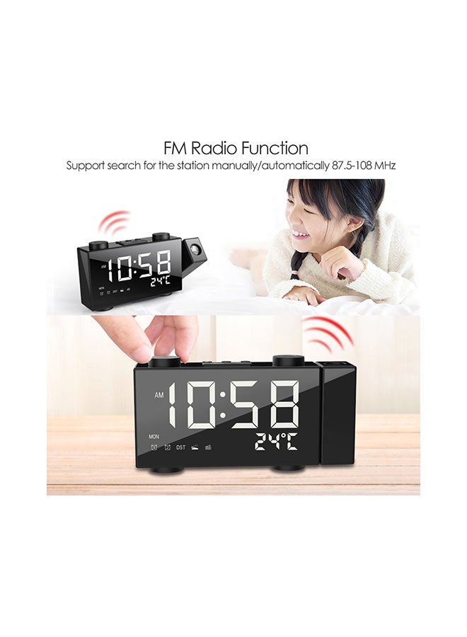 Generic - Digital FM Projection Radio Alarm Clock Timer Black 22.5x4.3x9.5cm - Image 1