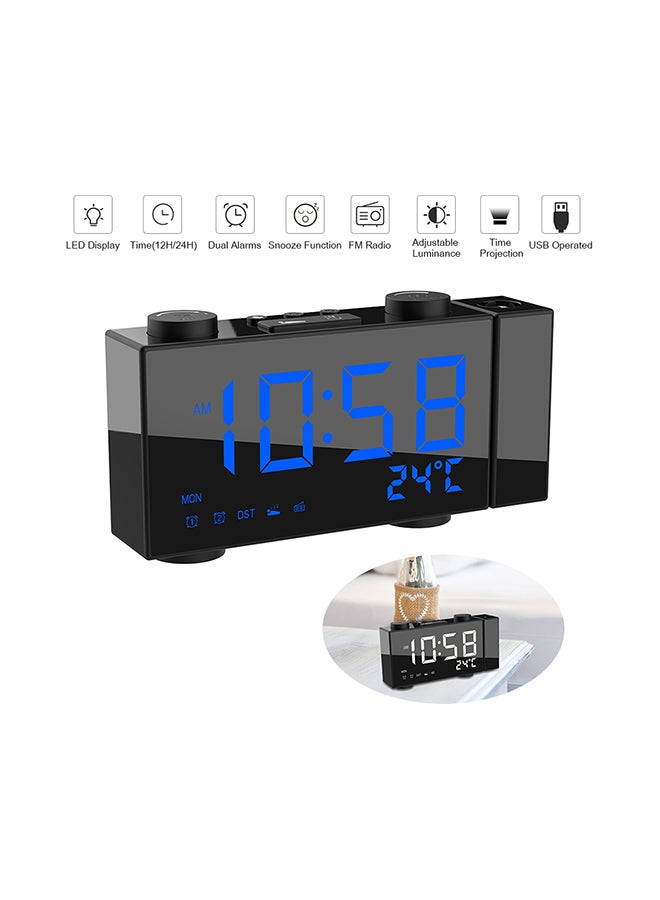 Generic - Digital FM Projection Radio Alarm Clock Timer Black 22.5x4.3x9.5cm - Image 1