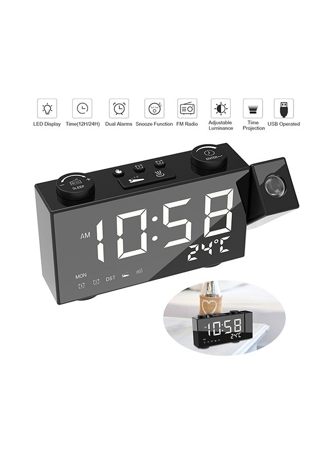 Generic - Digital FM Projection Radio Alarm Clock Timer Black 22.5x4.3x9.5centimeter - Image 1