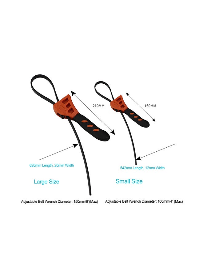 Multi-Functional Rubber Belt Wrench Adjustable Spanner Black/Orange 25x6x11cm  - Image 2