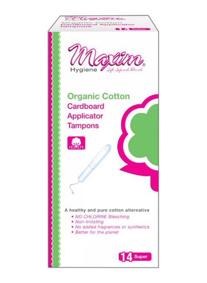 14-Piece Cardboard Applicator Tampons Set White Super
