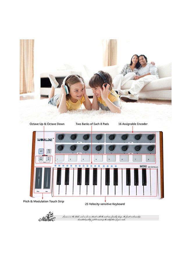 25-Key USB Midi Drum Pad And Keyboard Controller