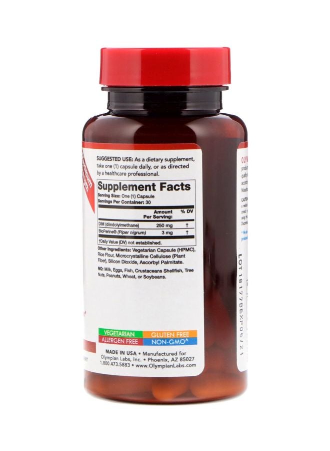 Olympian Labs DIM-250 Dietary Supplement - 30 Vegetarian Capsules  - Image 2