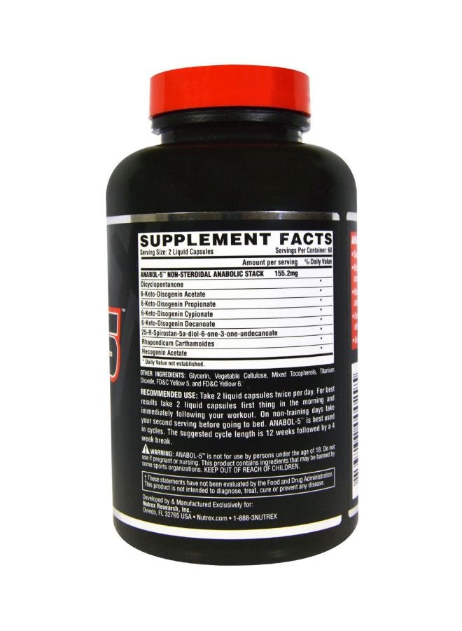 Nutrex Research - Anabol 5 Dietary Supplement - 120 Liquid Capsules - Image 1