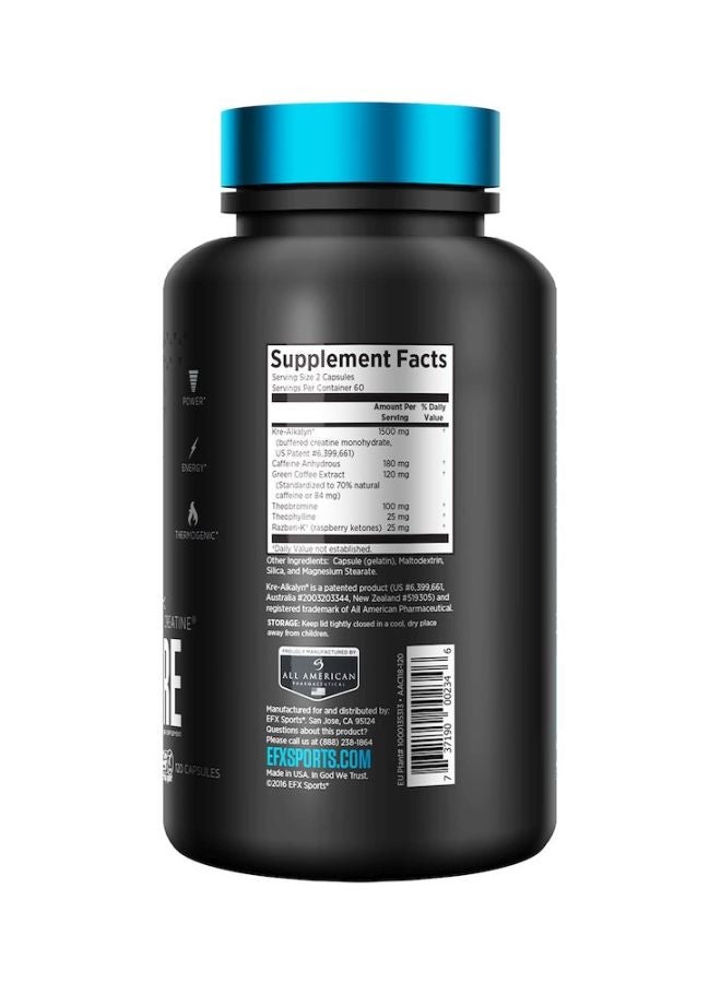 EFX SPORTS Kre-Alkalyn Hardcore Dietary Supplement - 120 Capsules - Image 3