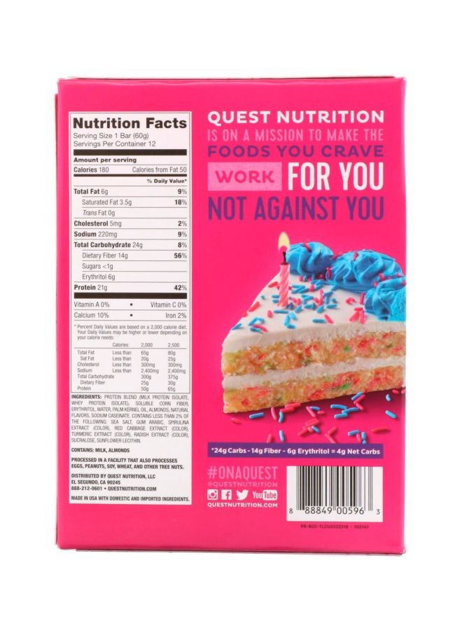 QUEST NUTRITION - Pack Of 12 Protein Bar - Birthday Cake - Image 1