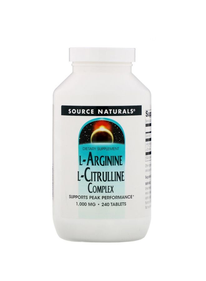 Source Naturals L-Arginine L-Citrulline Complex 1000 mg Diatery Supplement - 240 Tablets 