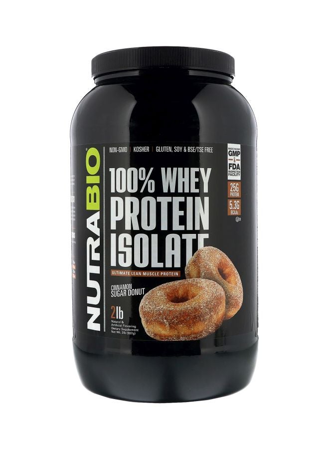 NutraBio Labs 100% Whey Protein Isolate Cinnamon Sugar Donut Flavor Dietary Supplement 