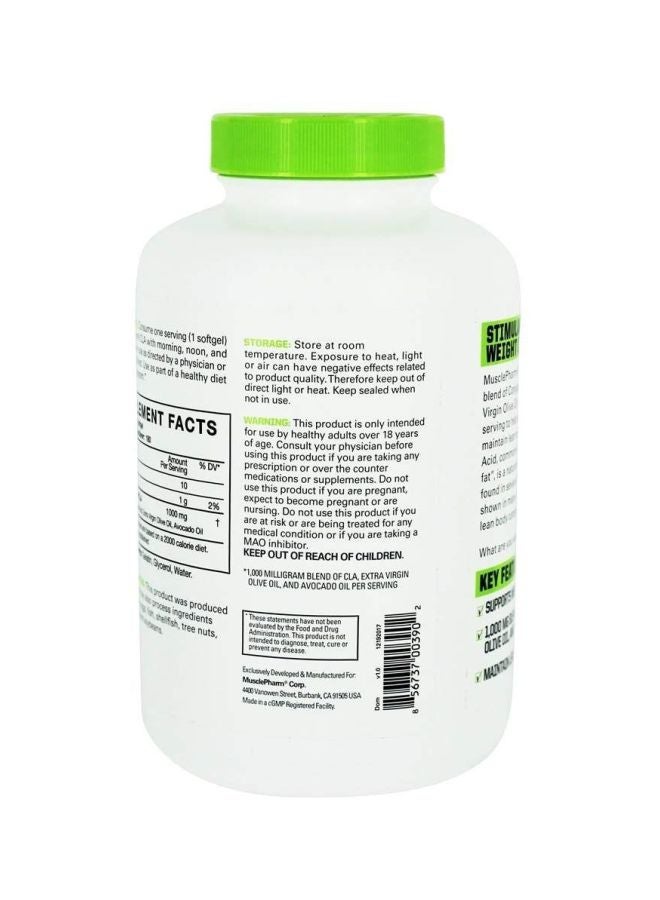MusclePharm - CLA Weight Loss Support Dietary Supplement - 180 Softgels - Image 1