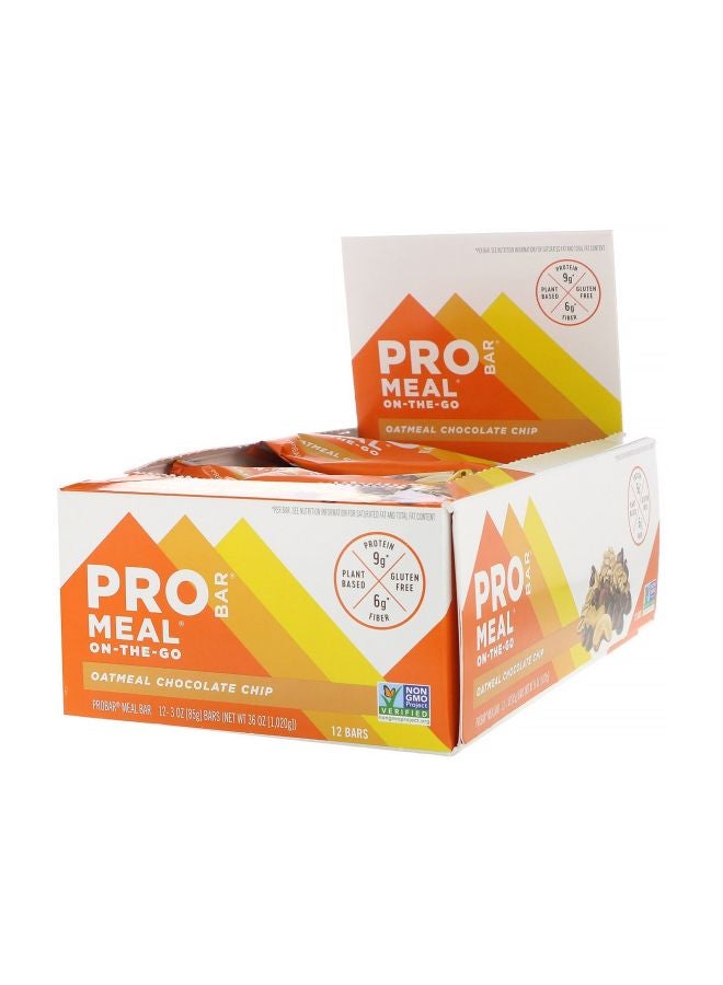 ميل أون ذا جو - ألواح البروتين - رقائق شوكولاتة بالشوفان مكونة من 12 قطعة