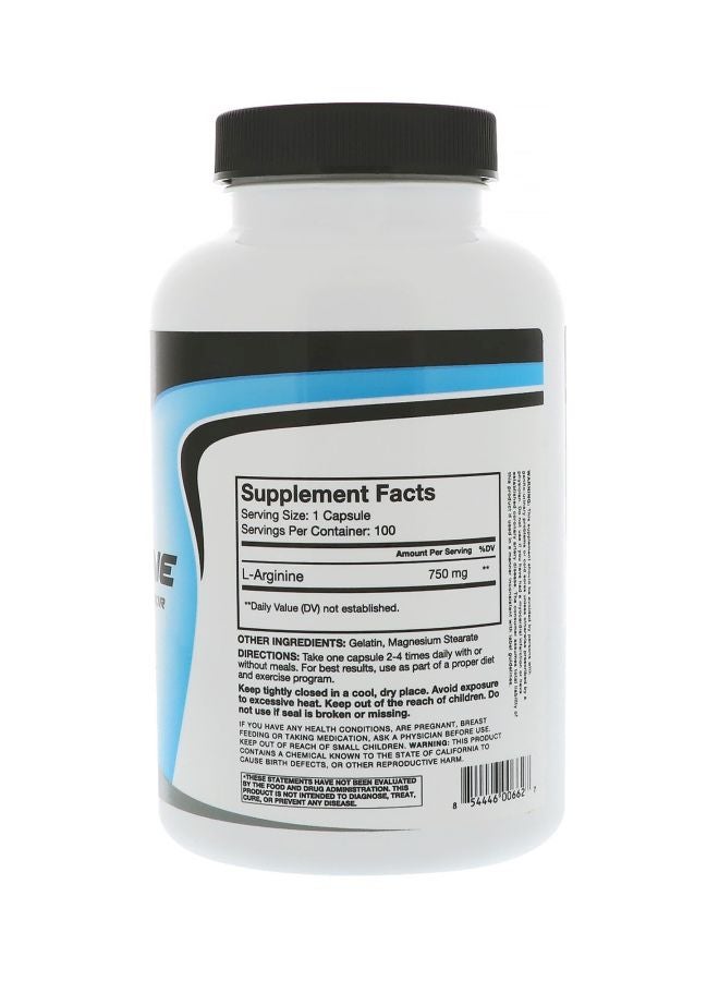RSP Nutrition - L-Arginine 750mg Dietary Supplement - 100 Capsules - Image 1