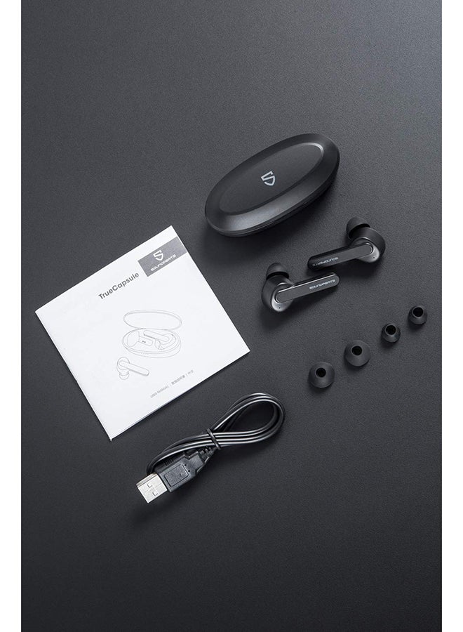 SoundPEATS - Truecapsule Stereo Bluetooth Wireless In-Ear Earphones With Charging Case Jet Black - Image 1
