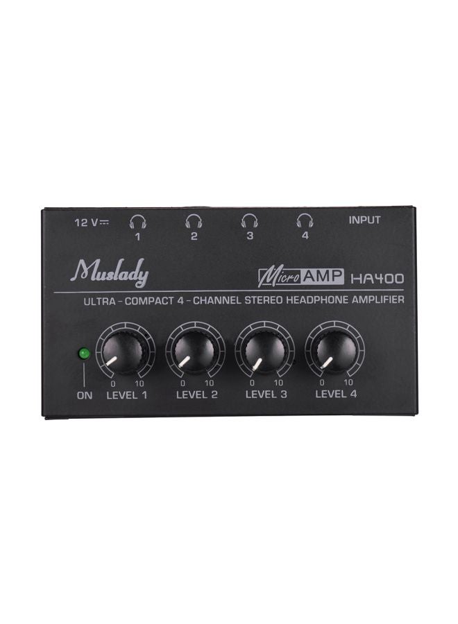 Muslady 4-Channel Stereo Headphone Amplifier HA400 Black  - Image 5