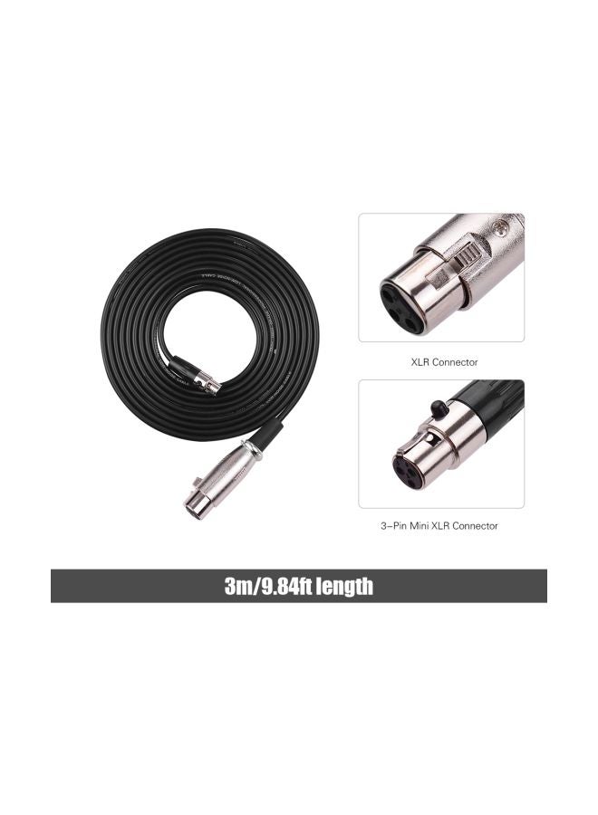3-Pin Mini XLR To XLR Microphone Cable I4702-3-A Black/Silver  - Image 2