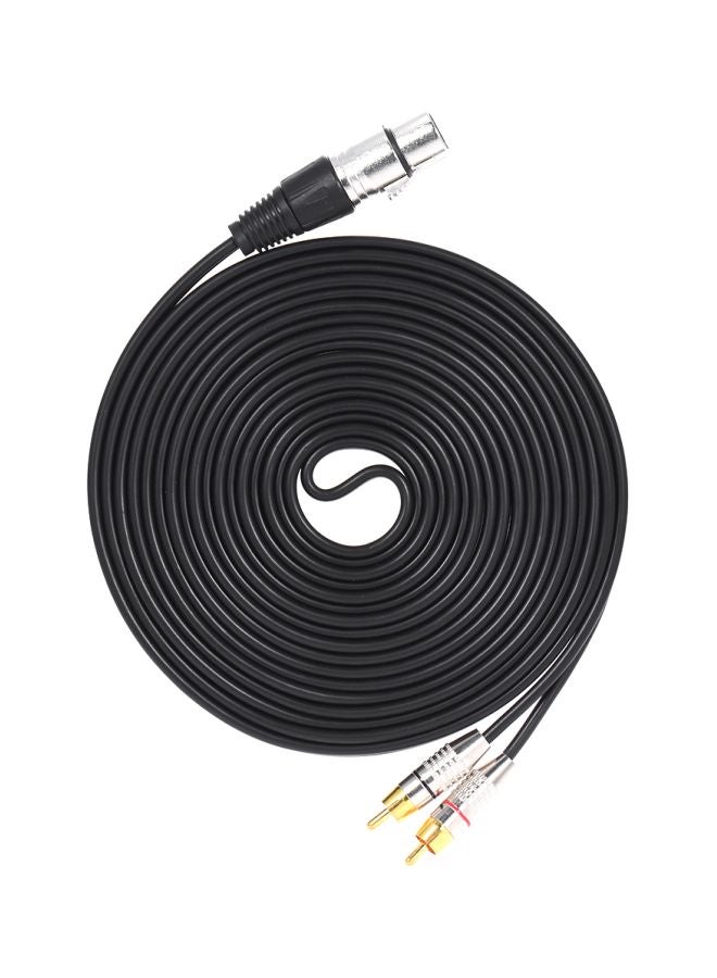 1 XLR Female To 2 RCA Male Plug Stereo Audio Cable Connector I2802-4-A Black - Image 1