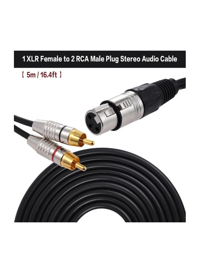 1 XLR Female To 2 RCA Male Plug Stereo Audio Cable Connector I2802-4-A Black - Image 2