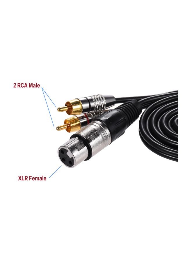 1 XLR Female To 2 RCA Male Plug Stereo Audio Cable Connector I2802-4-A Black - Image 4
