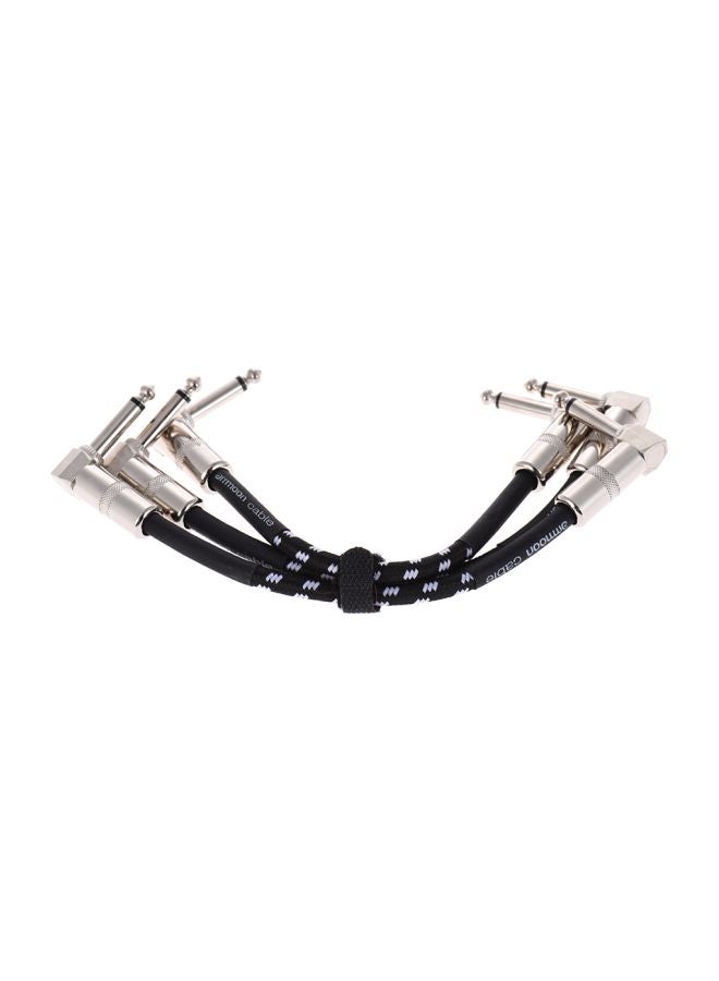 3-Piece Guitar Effect Pedal Instrument Patch Cable With Plug I2865-1-A Black/Sliver - Image 5