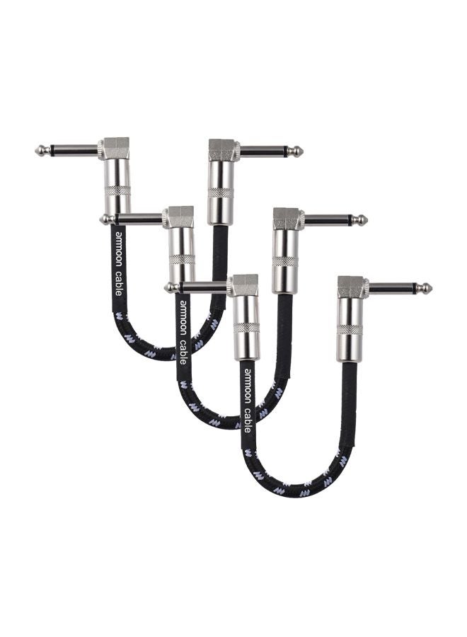 3-Piece Guitar Effect Pedal Instrument Patch Cable With Plug I2865-1-A Black/Sliver - Image 1