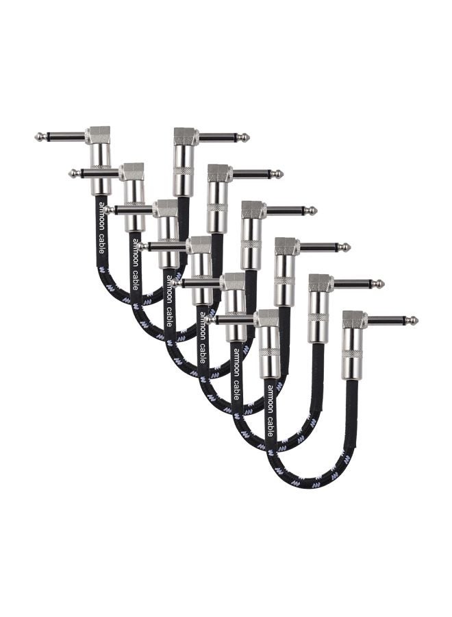 6-Piece Guitar Effect Pedal Instrument Patch Cable With Plug I2865-2-A Black/Sliver - Image 1