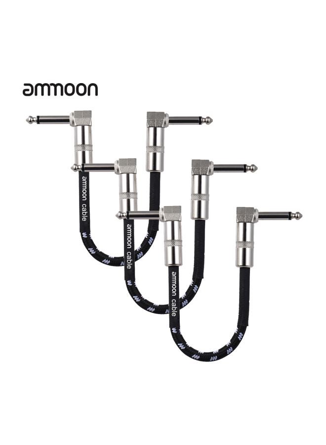 3-Piece Guitar Effect Pedal Instrument Patch Cable With Plug I2865-1-A Black/Sliver - Image 4