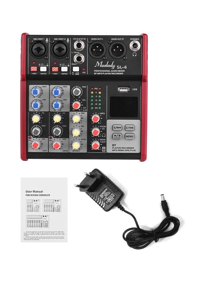 Muslady - 4-Channel Mixing Console Mixer I4389EU-A Red - Image 1