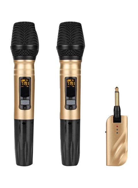 Pack Of 2 Wireless Microphone With Portable USB Receiver I4522-2-A Black/Gold