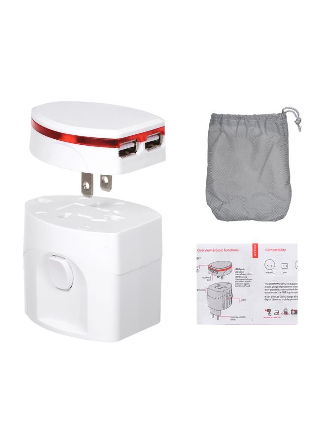 فيستنايت محول شامل للسفر مزود بمنفذ USB أبيض - Image 5