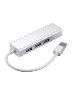 USB 3.0 To 3-Port USB Hub With RJ45 Ethernet Port Adapter white