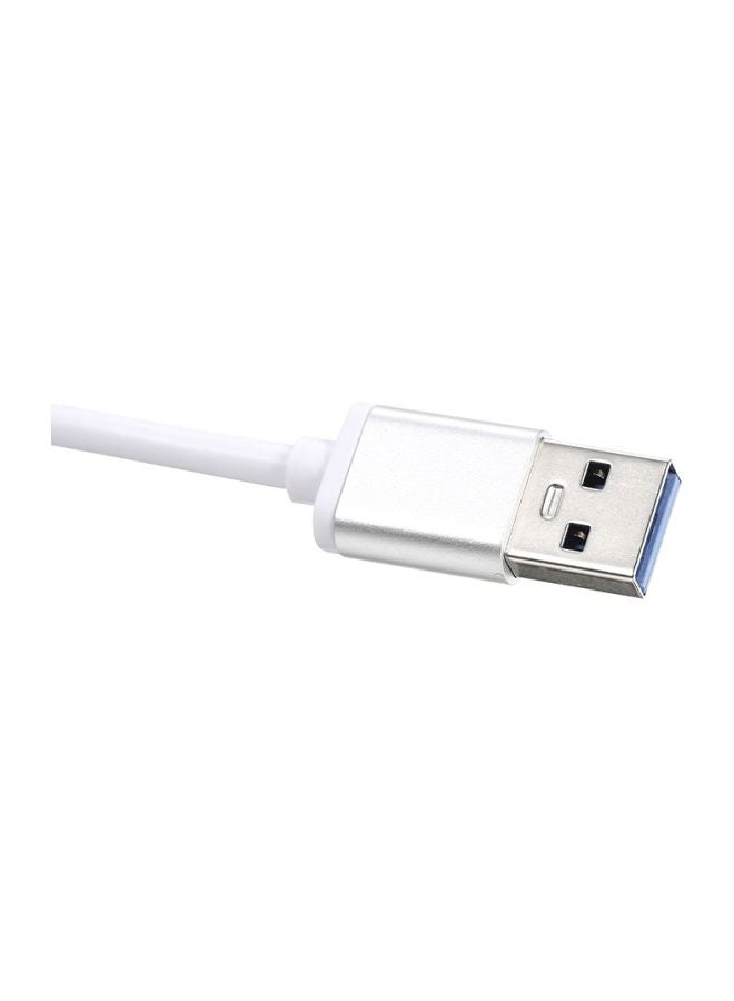 Generic - USB 3.0 To 3-Port USB Hub With RJ45 Ethernet Port Adapter white - Image 1