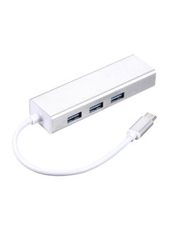 Generic Type C To 3-Port USB Hub With RJ45 Ethernet Port Adapter white  - Image 4