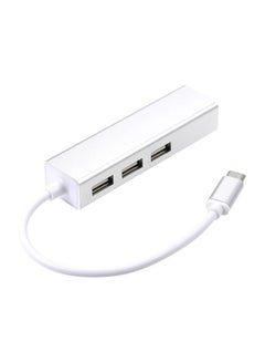 Generic USB-C 3-Port Hub With RJ45 Ethernet Port Adapter white  - Image 2