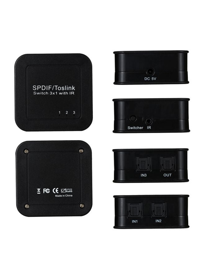 Generic 3-In-1 SPDIF Optical Audio Switcher With Remote Control Black  - Image 4