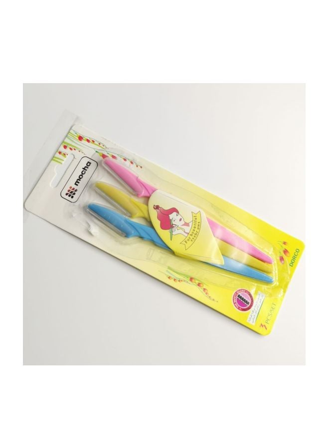 3-Piece Eyebrow Hair Shaving Razor Pink/Yellow/Blue - Image 2