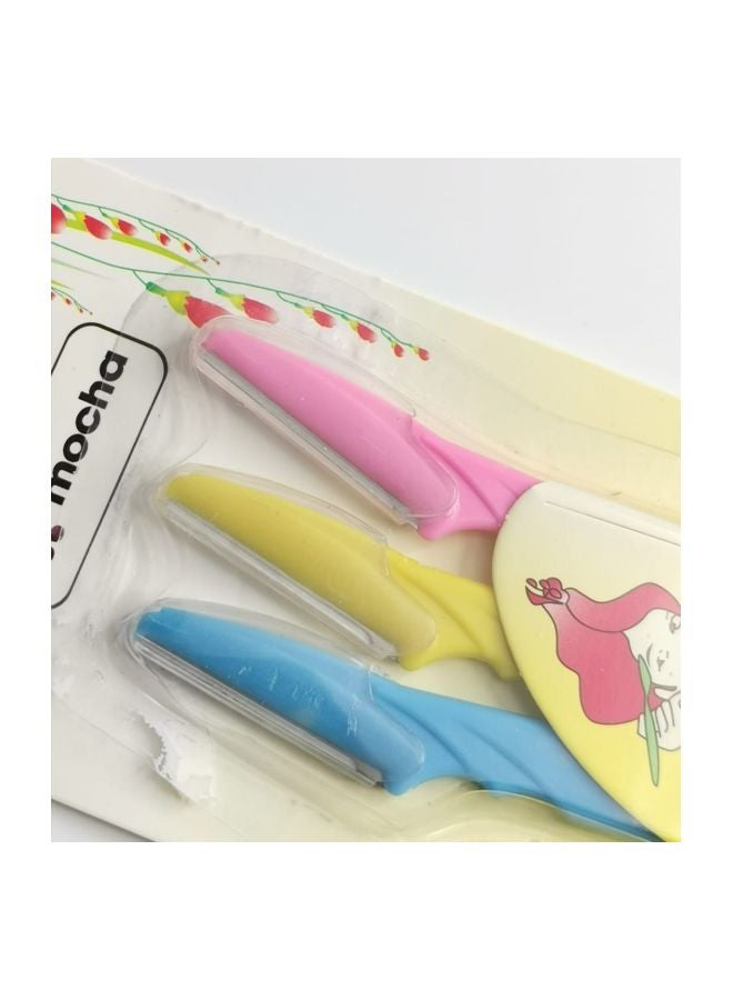 3-Piece Eyebrow Hair Shaving Razor Pink/Yellow/Blue - Image 3